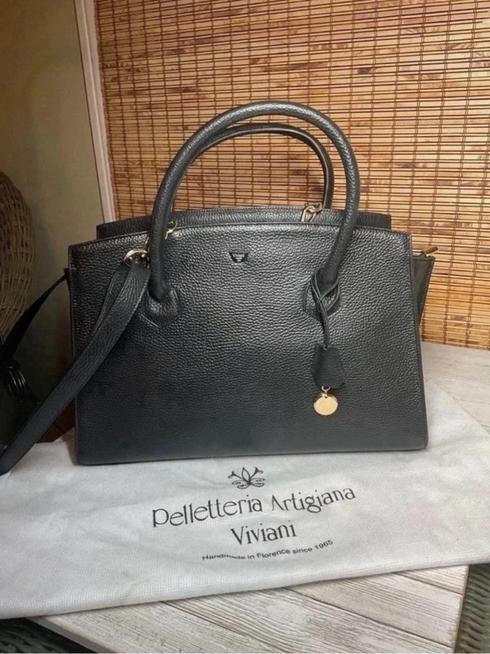 Pelletteria Artigiana Viviani Miranda Black Italian Leather Handbag - Handmade
